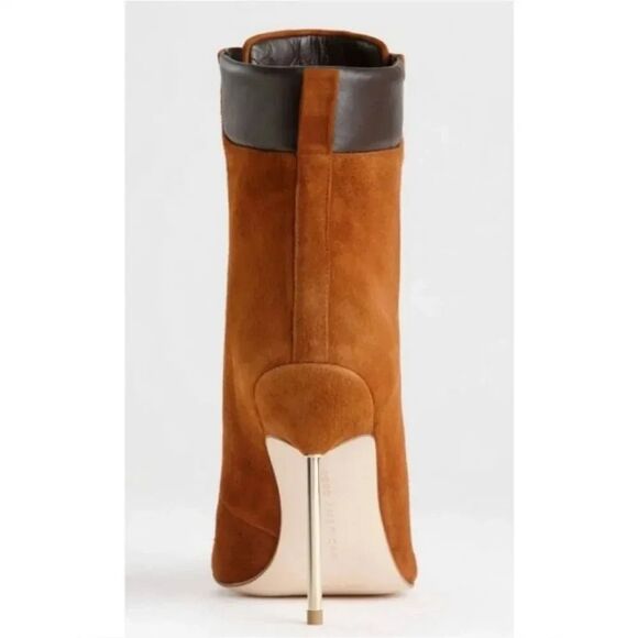 NEW Good American Scandal Lace Up Stiletto Booties Tobacco Cognac - Picture 3 of 4